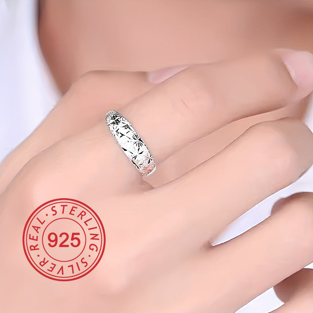 925 Pure Silvery Wide Face Women's Ring Low Allergy Nickel-Free Milky Way Light Surface Adjustable Ring Mouth Gift Box