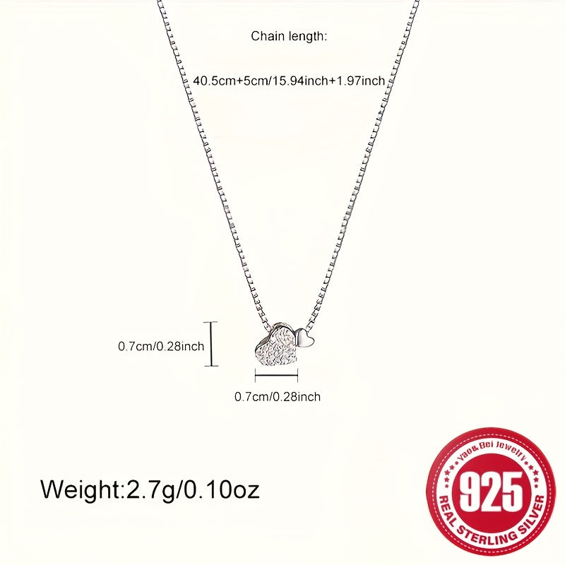 1pc Women's Fashion Necklace Elegant 925 Sterling Silver DIY Handmade Double Love Necklace is the best choice for birthday wedding season home and Easter Mother's Day gifts