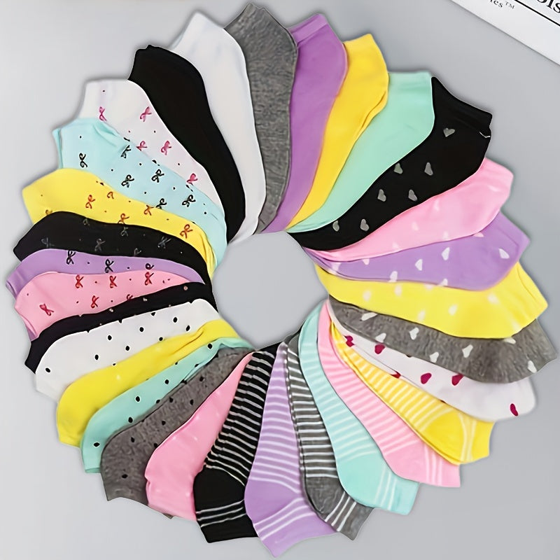 20 Pairs of Rainbow-Colored Socks, Soft And Comfortable No-Show Ankle Socks, Women'S Stockings And Socks.