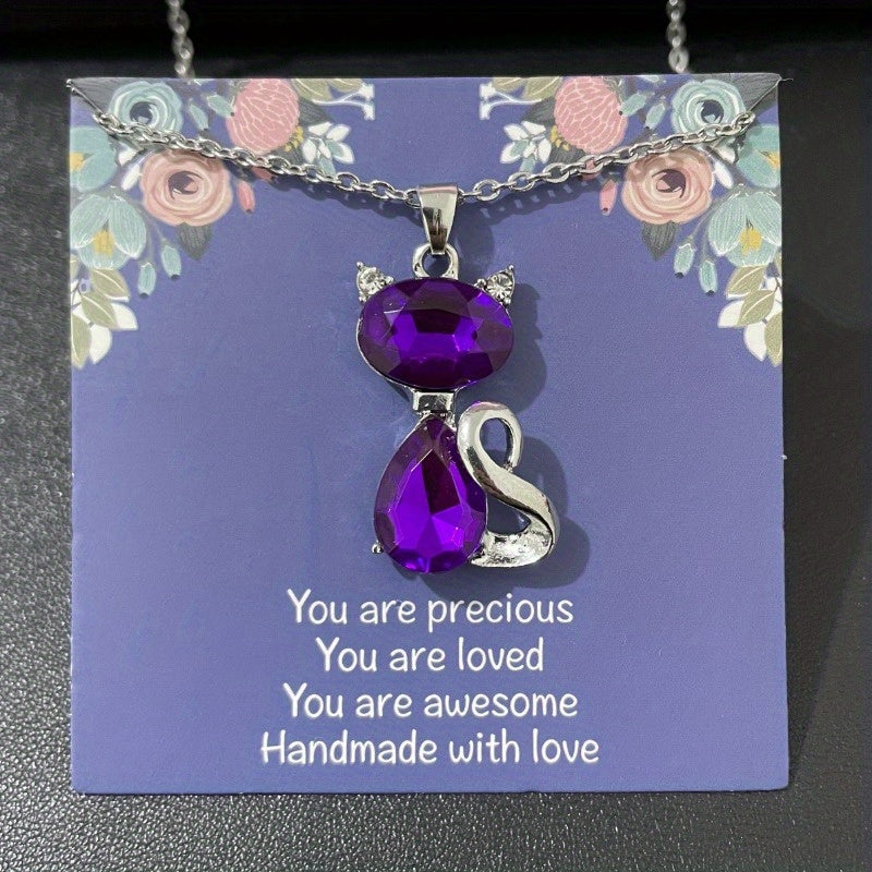 Cute Cat Pendant Necklace, Animal Sweater Chain, Great Christmas Halloween Thanksgiving Day Gift, New Year's Gift, Valentine's Day Gift