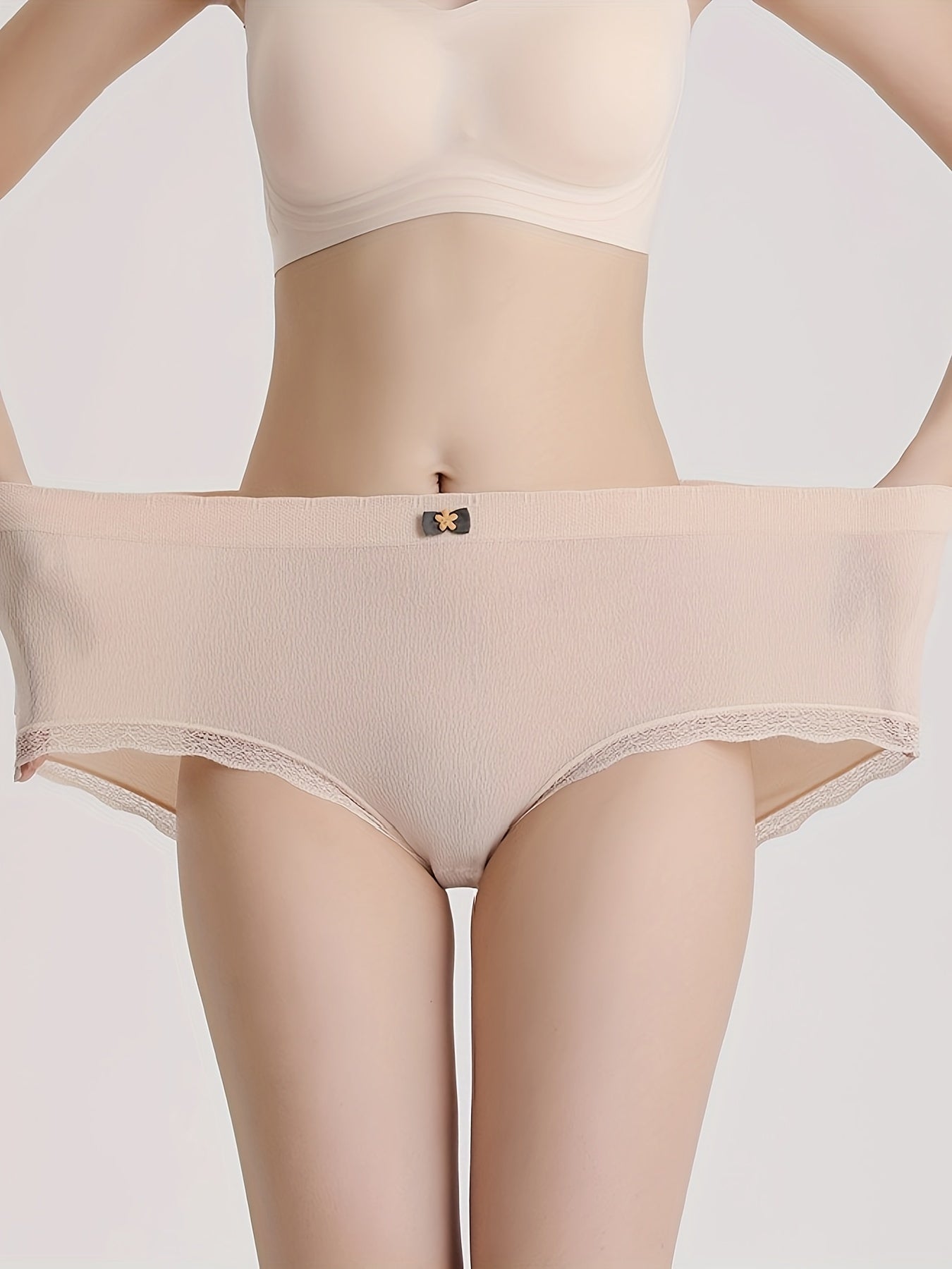 8pcs Women'S High Waist Comfortable Plus Size Briefs, XL-XXXXL, Polyester, Simple Solid Color, High Stretch, Knit Fabric, 278g\u002Fm², for Women