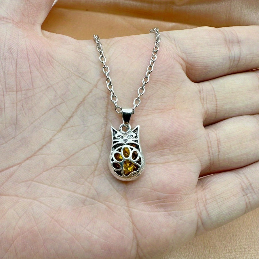 Fashion Amber Cat Necklace Women's Necklace Jewelry Gifts For Ladies For Holiday Party Anniversaries
