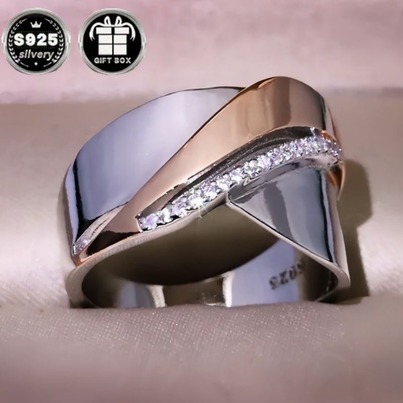 Elegant 925 Silver Wide Face Infinity Engagement Ring with Sparkling Cubic Zirconia Stones - Perfect for Weddings and Promises, Daily Occasion Ring|Elegant Ring Design|Durable Metal Ring