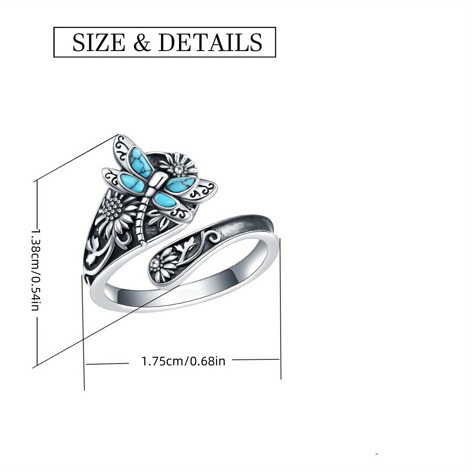 Vintage Boho Silvery Sunflower Rings Dragonfly\u002FButterfly Spoon Ring for Women s Victorian Style Antique Floral Jewelry Party Jewely Anniversary Gifts Adjustable