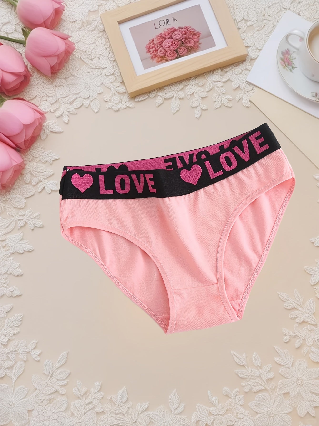 10-Pack Elegant Cotton Briefs for Women, Mid-Rise Comfortable Breathable Underwear with Wide Elastic Waistband, Assorted Alphabet Patterns