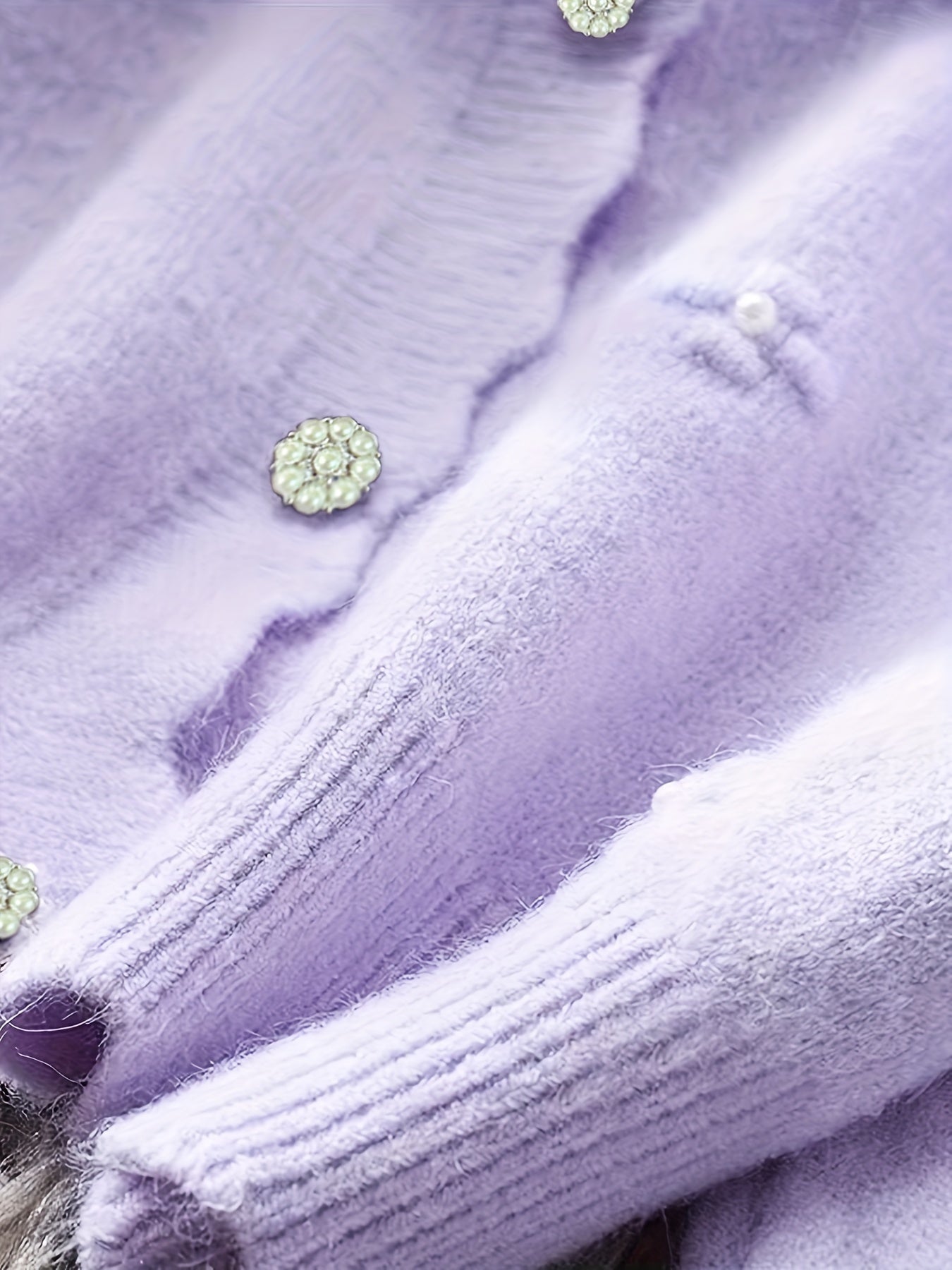 Women's Fashion Knit Cardigan, Round Neck, Embellished 3D Floral, Long Sleeve, Wavy Hem, Solid Color, Polyester, Regular Length, Button Detail, Elegant Style, Autumn\u002FWinter Season