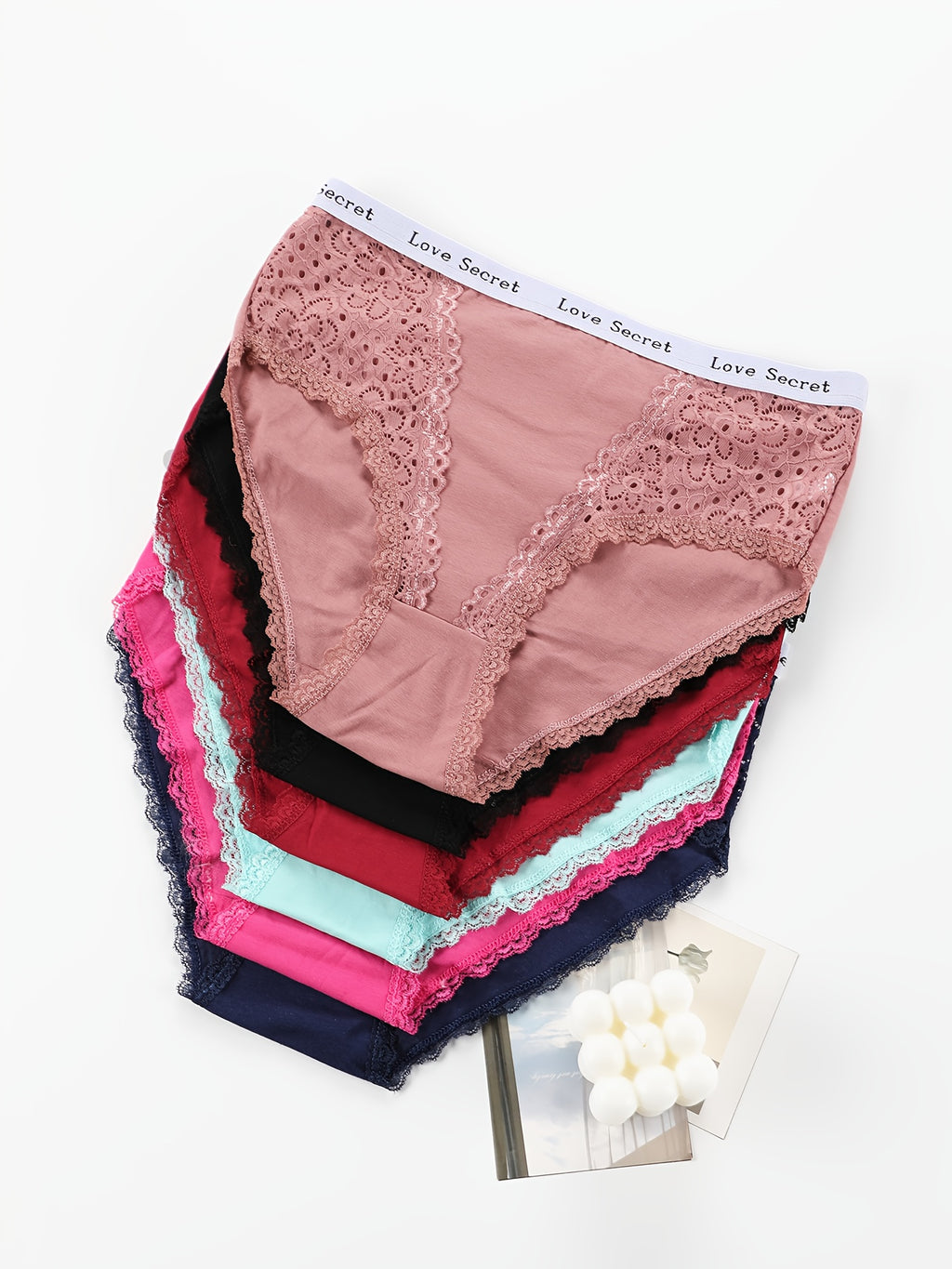 6-Pack Elegant Lace Embroidered Women's Briefs - Soft, Comfortable Mid-Rise Underwear with \