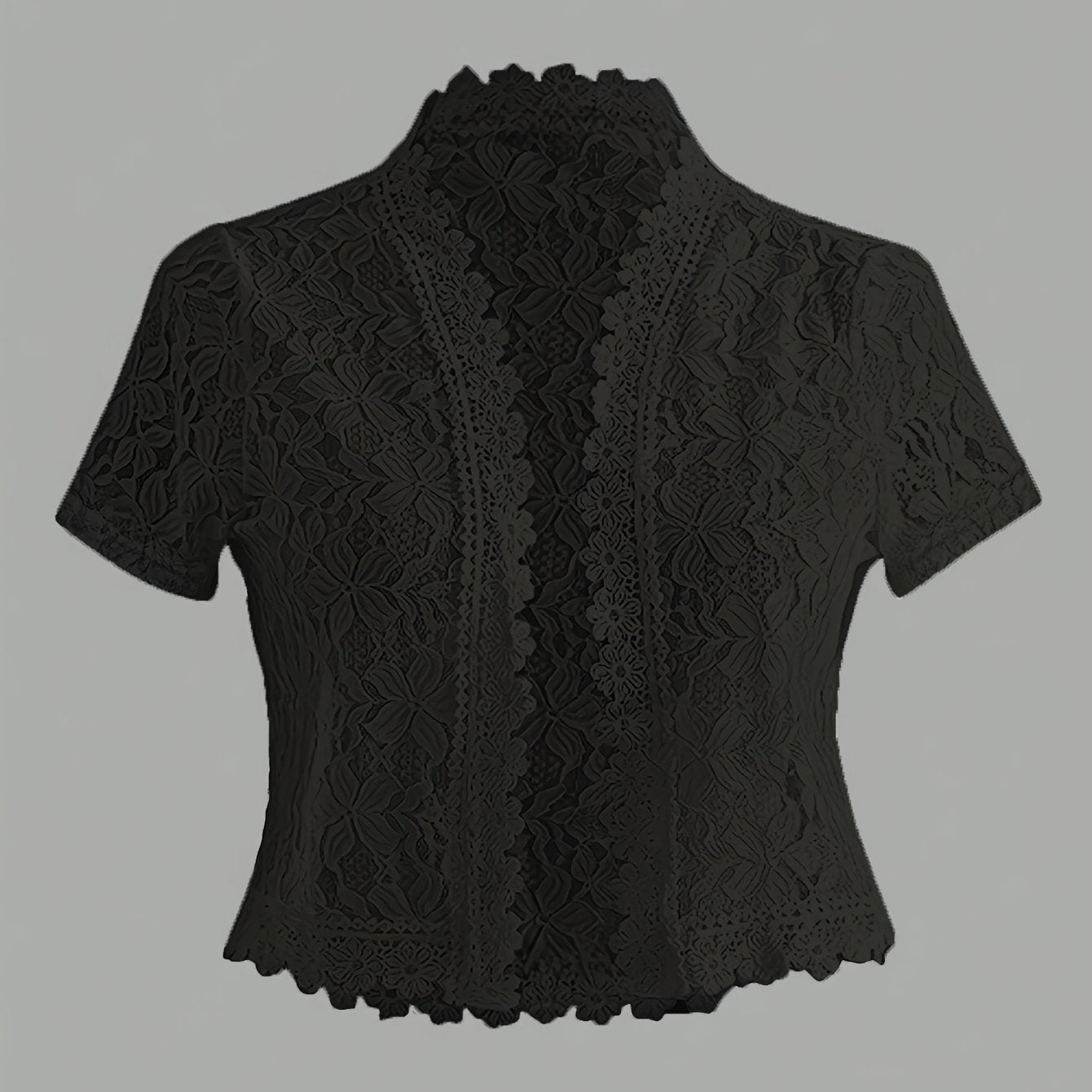 Summer Solid Color Lace Patchwork Casual Open Front Jacket For Holiday Party Clothes