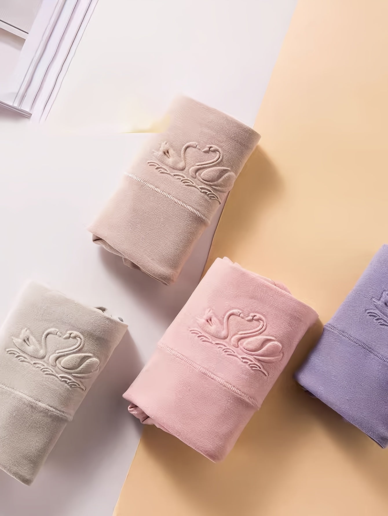 4pcs Seamless High-Rise Panties Set - Soft, Breathable, Elastic, Butterfly & Bow Design, Light Pink, Beige, Lavender, Comfortable & Flattering Underwear for Women, Comfortable Underwear | Minimalist Design | Smooth Texture