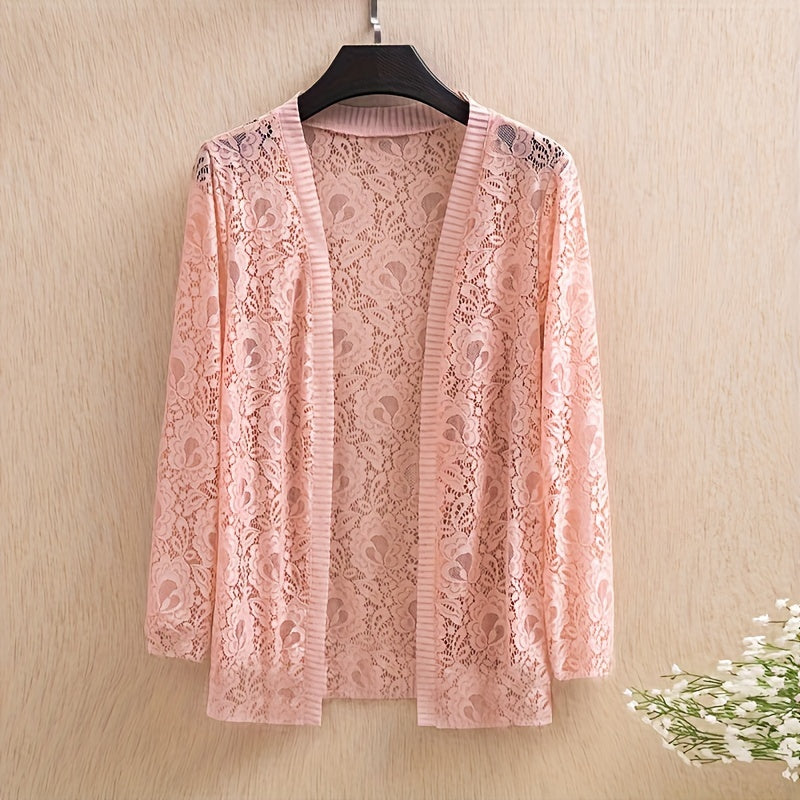 Elegant Lace Cardigan: Fall\u002FWinter Collection - Long Sleeve, Fitted Design, Hand Wash or Dry Clean, Suitable for Mature Occasions, Provides Warmth, Decoration, and Wind Protection - Women's Fashion Accessory