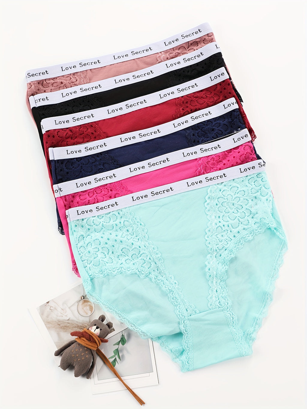 6-Pack Elegant Lace Embroidered Women's Briefs - Soft, Comfortable Mid-Rise Underwear with \