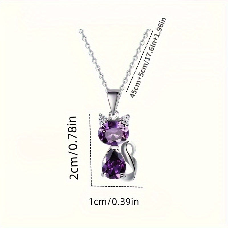 Cute Cat Pendant Necklace, Animal Sweater Chain, Great Christmas Halloween Thanksgiving Day Gift, New Year's Gift, Valentine's Day Gift