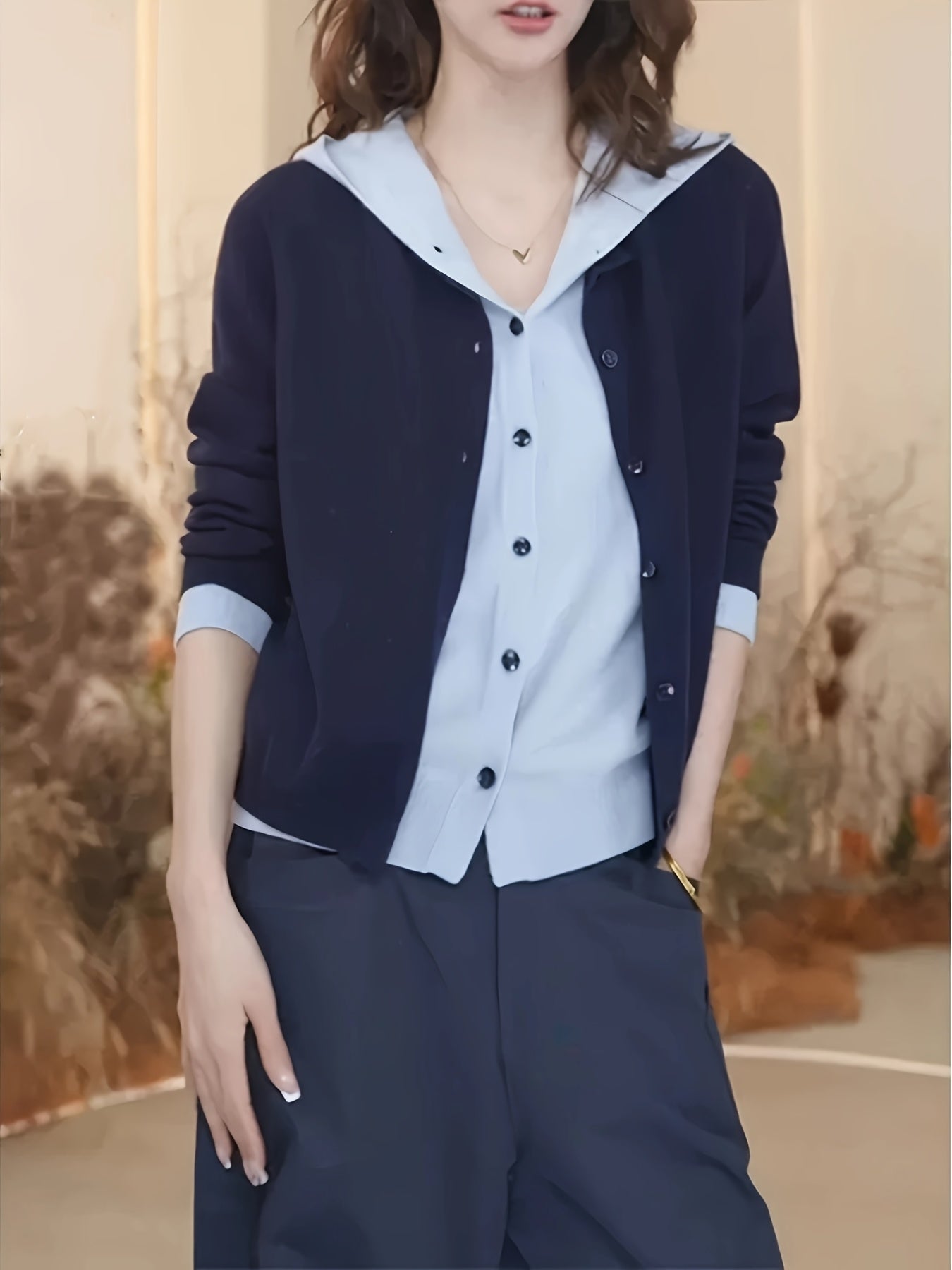 Women's Two-Piece Sweater Set, Pink Hooded Cardigan and Pullover, New Long-Sleeve Top for Spring\u002FAutumn Season