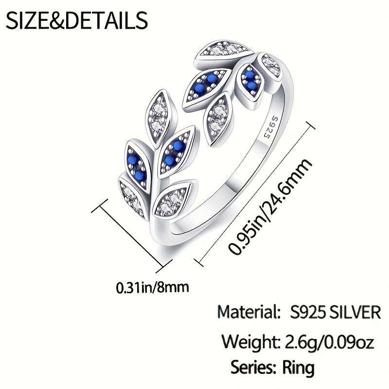 925 Silvery Women's Ring Original Design Leaf Open Ring Classic Engagement Wedding Jewelry