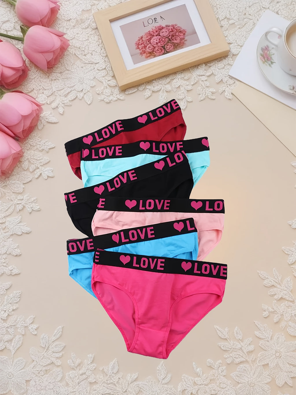 10-Pack Elegant Cotton Briefs for Women, Mid-Rise Comfortable Breathable Underwear with Wide Elastic Waistband, Assorted Alphabet Patterns