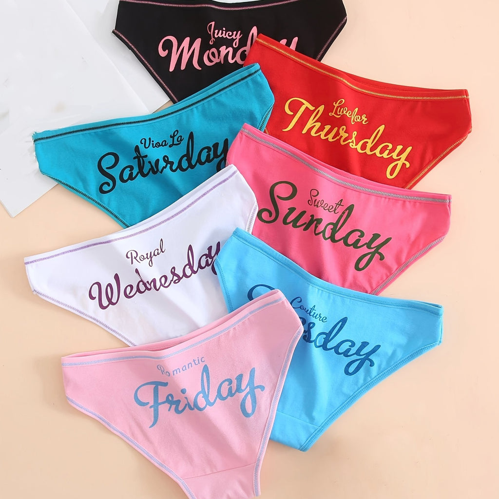 7 Pack Women's One Week Pattern Mixed Color Panties