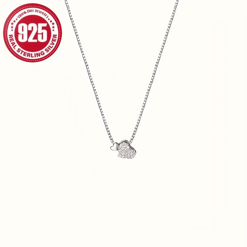 1pc Women's Fashion Necklace Elegant 925 Sterling Silver DIY Handmade Double Love Necklace is the best choice for birthday wedding season home and Easter Mother's Day gifts