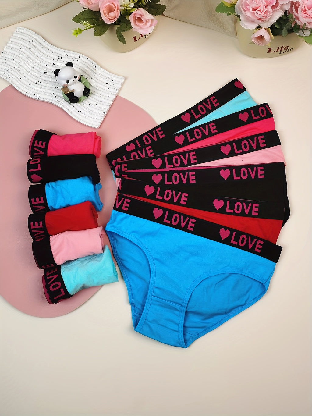 12 Pack Women'S Underwear Sports Comfortable Breathable Stretch Briefs Printed Letters