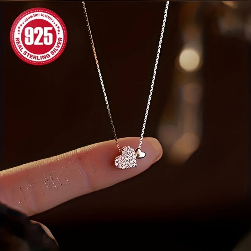 1pc Women's Fashion Necklace Elegant 925 Sterling Silver DIY Handmade Double Love Necklace is the best choice for birthday wedding season home and Easter Mother's Day gifts